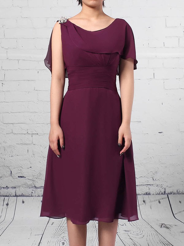 Chiffon A-Line Dress with Ruffles for Mother of the Bride