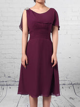 Chiffon A-Line Dress with Ruffles for Mother of the Bride