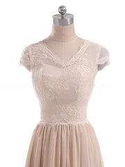 Chiffon Bow Back Mother of the Bride Dress with Short Sleeves and Sweep Train - Champagne