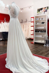 Chiffon Jewel Ruffles Appliques A-Line Wedding Dresses-27dress