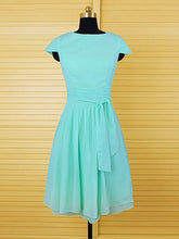 Chiffon Scoop Neck Dress with Sashes/Ribbons - Knee-length Mother of the Bride Dress