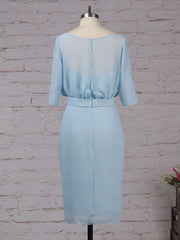 Chiffon Sheath/Column Knee-length Bridesmaid Dress with Scoop Neck and Sashes/Ribbons