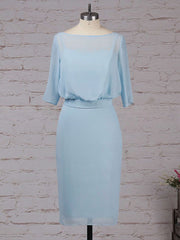 Chiffon Sheath/Column Knee-length Bridesmaid Dress with Scoop Neck and Sashes/Ribbons