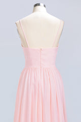 Chiffon Spaghetti-Straps Sleeveless Affordable Bridesmaid Dress Online-27dress