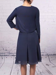 Chiffon Tulle Knee-length A-line Beading Scoop Neck Mother of the Bride Dress