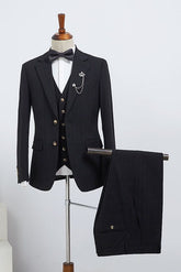 Classic Black Striped 3 Pieces Tailored Business Suit For Men