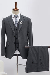 Classic Dark Gray 3 Pieces Slim Fit Custom Formal Menswear