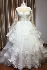 Classic Long Sleeve Lace Bridal Gown Online-27dress