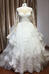 Classic Long Sleeve Lace Bridal Gown Online-27dress