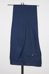 Classic Peaked Lapel Double Breasted Navy Blue Prom Suits