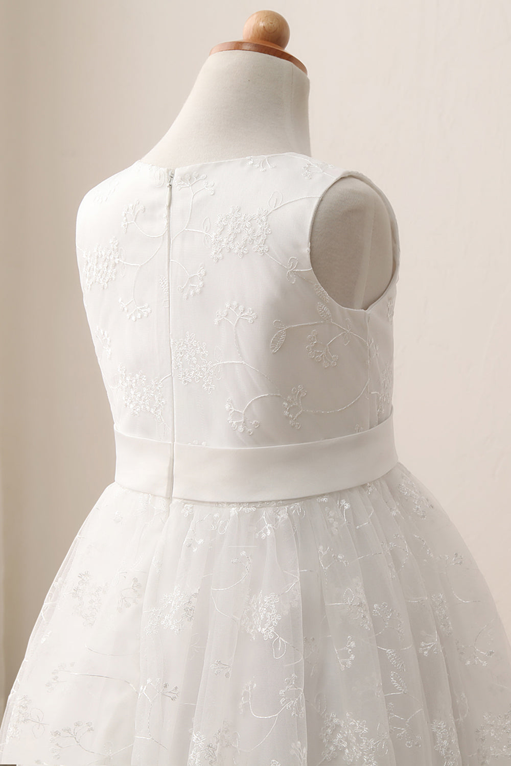 Cute Long A-line Jewel Lace Sleeveless Flower Girl Dresses-27dress