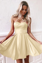 Cute Red Strapless A-line Satin Homecoming Dress-27dress