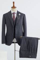 Dark Gray 3 Pieces Slim Fit Formal Menswear