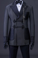 Dark Peace Lapel Two Pieces Bespoke Gray Prom Suits