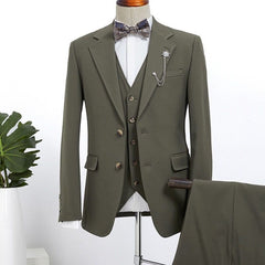 Dark Green 3 Pieces Slim Fit Bespoke Business Suit