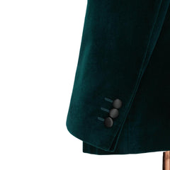 Dark Shawl Lapel Double Breasted Velvet Green Wedding Suits