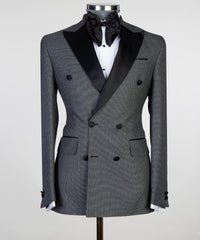Dark Grey Fashion Double Breasted Peaked Lapel Men Suits