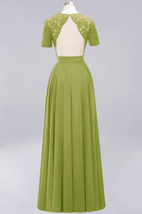 Dark Navy Open-Back Long Bridesmaid Dress With Short Sleeves-27dress