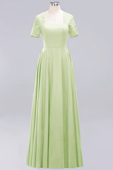 Dark Navy Open-Back Long Bridesmaid Dress With Short Sleeves-27dress