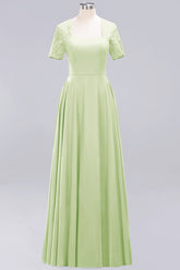 Dark Navy Open-Back Long Bridesmaid Dress With Short Sleeves-27dress