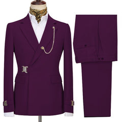 Dark Purple Chic Notch Lapel Men Suits For Business