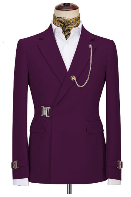 Dark Purple Chic Notch Lapel Men Suits For Business