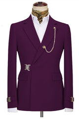 Dark Purple Chic Notch Lapel Men Suits For Business