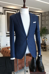 Deep Blue Notched Lapel Men Suits For Prom