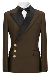 Deep Brown Peaked Lapel Close Fitting Men Suits For Prom