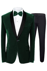 Deep Green Shawl Lapel Two Pieces Men Suits For Wedding