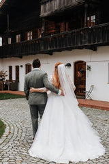 27DRESS Deep V-neck Long Sleeves Plus Size Ball Gown Wedding Dresses