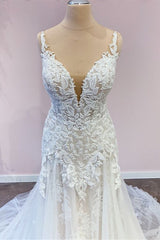 Delicate Lace Wedding Dress Straps Sleeveless Mermaid Bridal Gowns-27dress
