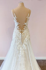 Delicate Lace Wedding Dress Straps Sleeveless Mermaid Bridal Gowns-27dress