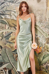 Dusty Sage Spaghetti-Straps Bridesmaid Dress Online-27Dress