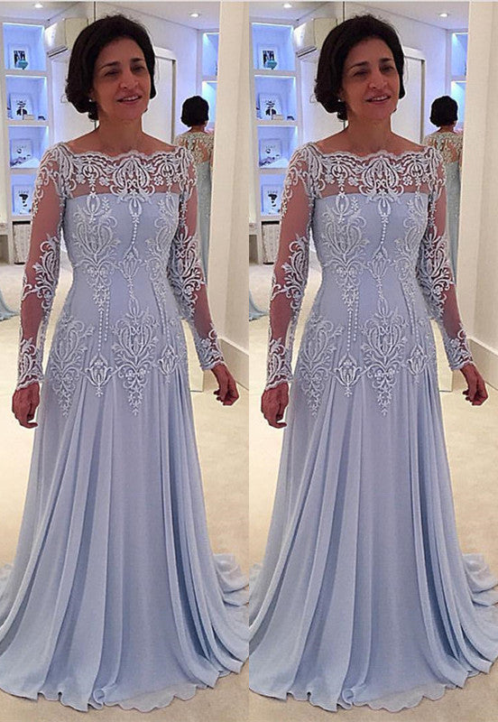 Elegant A-line Chiffon Mother Of The Bride Dress with Lace Appliques-27dress