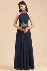 Elegant A-line Sleeveless V-Neck Ruffle Chiffon Lace Bridesmaid Dresses-27dress