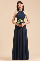 Elegant A-line Sleeveless V-Neck Ruffle Chiffon Lace Bridesmaid Dresses-27dress