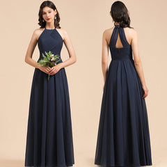 Elegant A-line Sleeveless V-Neck Ruffle Chiffon Lace Bridesmaid Dresses-27dress