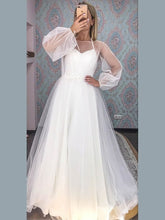 Elegant Ball Gown Illusion Tulle Sweep Train Wedding Dress With Sashes / Ribbons