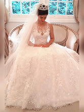 Elegant Ball Gown Lace Court Train Wedding Dress with Flower(s)