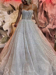 Elegant Ball Gown Sweetheart Glitter Sweep Train Wedding Dress with Beading