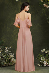 Elegant Chiffon Bridesmaid Dress Ruffles With Pockets-27dress