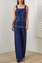 Elegant Chiffon Jumpsuit Mother Of the Bride Dress With Lace Applique-27dress
