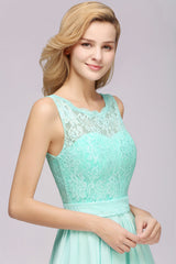Elegant Chiffon Lace Scalloped Sleeveless Ruffle Bridesmaid Dresses-27dress