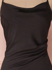 Elegant Chiffon Tea-length Sheath/Column Cowl Neck Split Front Bridesmaid Dresses