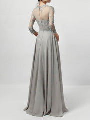 Elegant Chiffon Tulle A-line Lace Appliques Mother of the Bride Dress