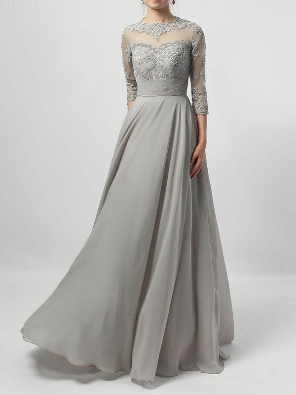 Elegant Chiffon Tulle A-line Lace Appliques Mother of the Bride Dress