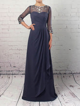 Elegant Chiffon Tulle Scoop Neck A-line Floor-length Beading Mother of the Bride Dress