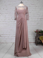 Elegant Chiffon Tulle Scoop Neck Mother of the Bride Dress with Appliques Lace