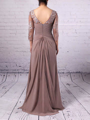 Elegant Chiffon Tulle Scoop Neck Mother of the Bride Dress with Appliques Lace